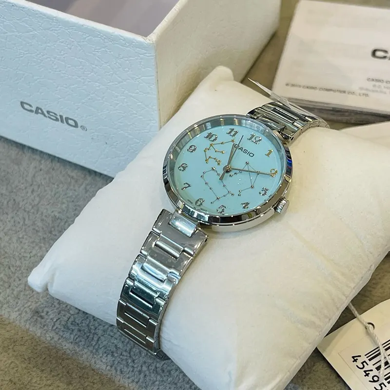 Casio Tiffany Blue Dial Silver-tone Ladies Watch | LTP-E08D-3A